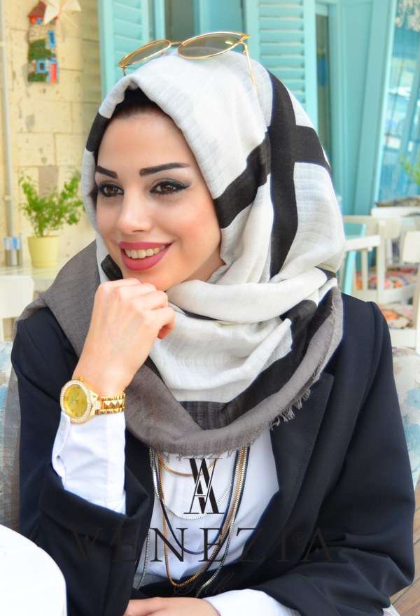 AKEL - AKEL KARE DESEN COTTON ŞAL 31041-011 (1)