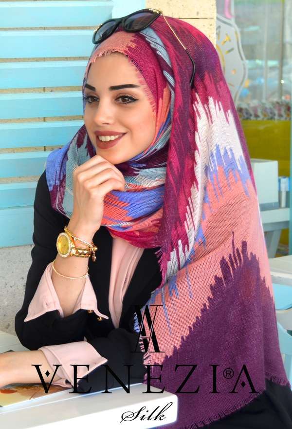 SURA İPEK - VENEZİA RENKLERİN DANSI FİLELİ COTTON ŞAL 31011-001 (1)