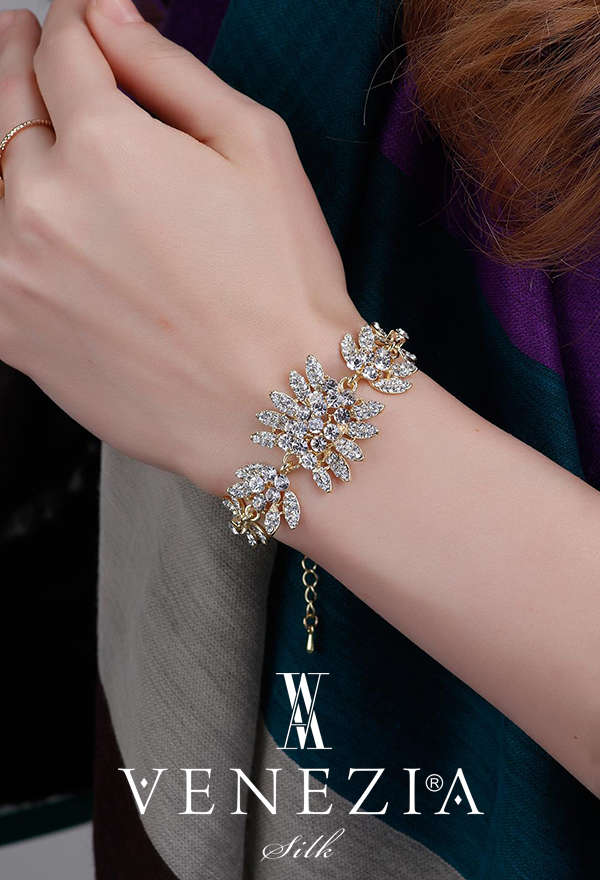 VENEZİA BİLEKLİK - Venezia Silk Kristal Parlak Taşlı Aksesuar Bileklik BB137