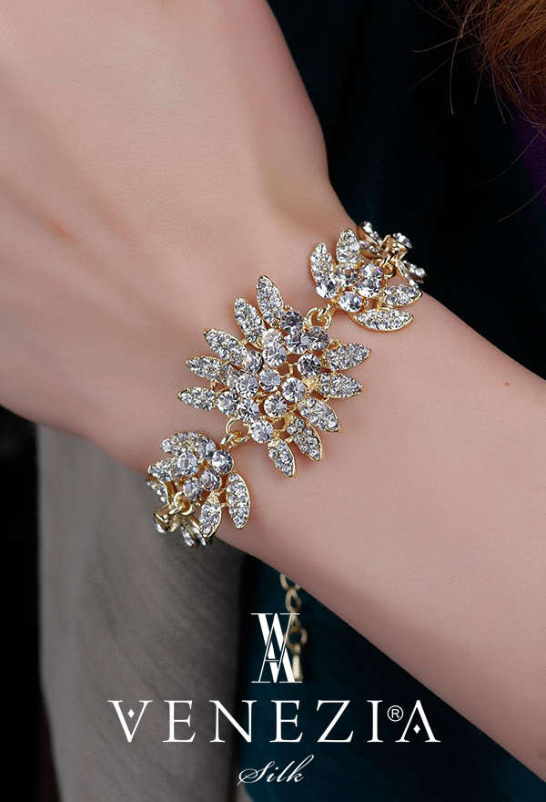 VENEZİA BİLEKLİK - Venezia Silk Kristal Parlak Taşlı Aksesuar Bileklik BB137 (1)