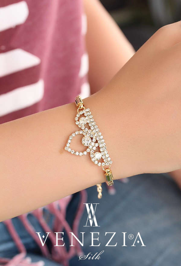 VENEZİA SİLK - Venezia Silk Kristal Parlak Taşlı Aksesuar Bileklik BB714