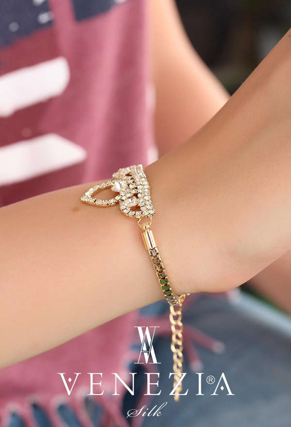 VENEZİA SİLK - Venezia Silk Kristal Parlak Taşlı Aksesuar Bileklik BB714 (1)