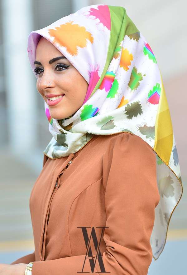 Armine - Twill İpek Eşarp Renkli Desenli 5568-5 Armine